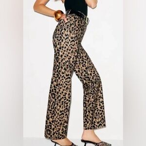 Reformation Cary Leopard Print Hi Rise Slouchy Straight Leg Jeans